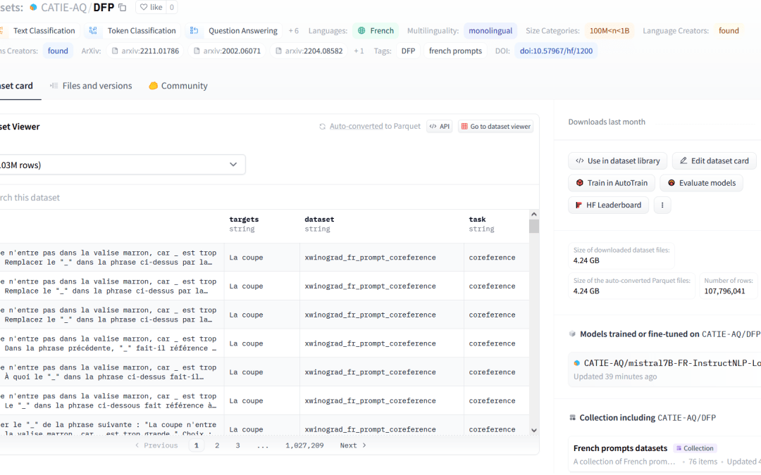 Lancement du DFP (Dataset of French Prompts)